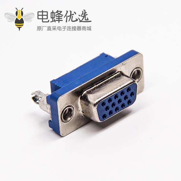15针d-sub接口母头180度连接器蓝色胶芯插PCB板