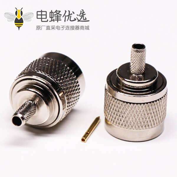 N型公头连接器直式压接式接同轴线缆