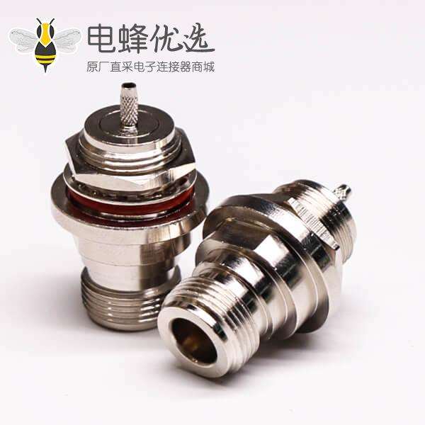n型同轴连接器直式180度穿墙公头公针压接式接线