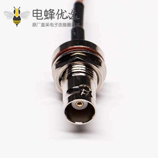 BNC头同轴线母头直式防水前锁穿墙转MCX弯式公头