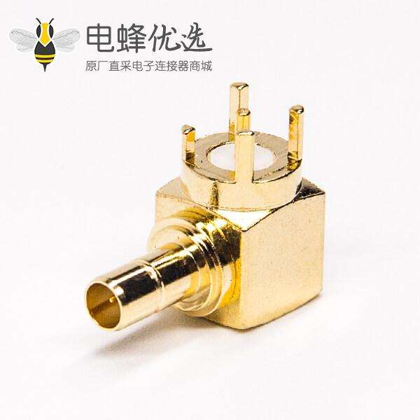 smb同轴连接器弯式镀金公头插板接PCB板