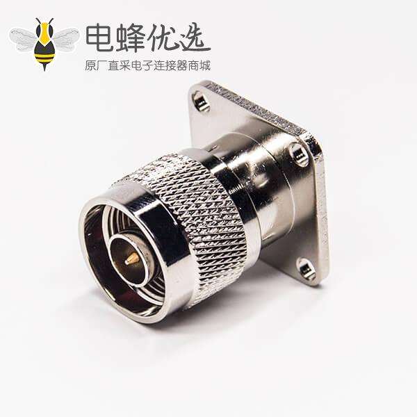 N型法兰接头直式180度公头4孔法兰焊接式接同轴线缆