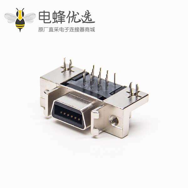 scsi母座连接器14pin弯式90度插板式带鱼叉脚接PCB板