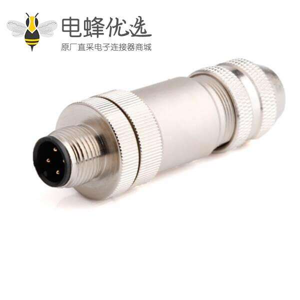 M12工业防水连接器公头组装式屏蔽型航空插头
