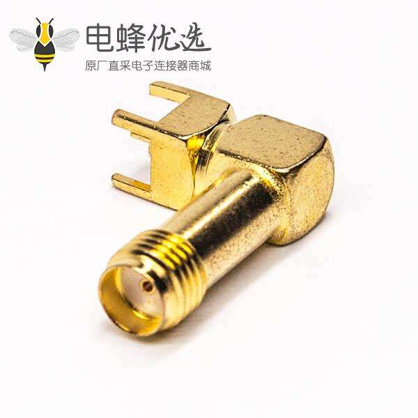 射频同轴sma母接头弯式镀金穿孔接PCB板