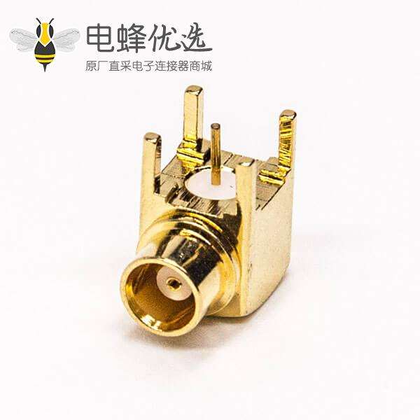 mcx同轴连接器90度弯式母头插板式接PCB板镀金