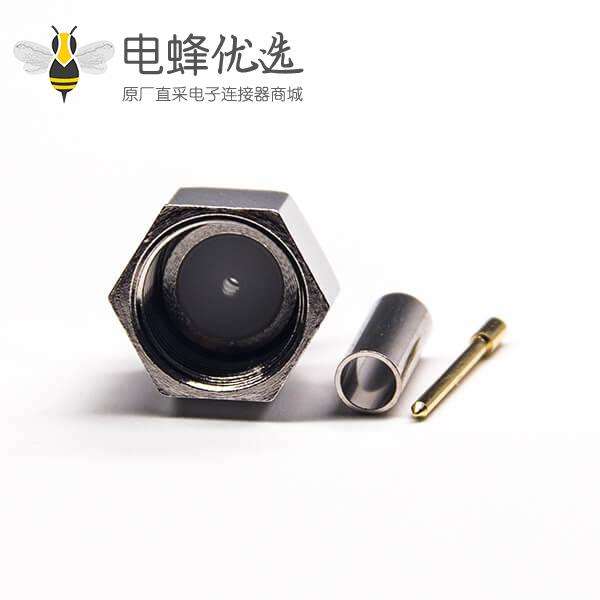 F头公针直式同轴连接器压接式接线