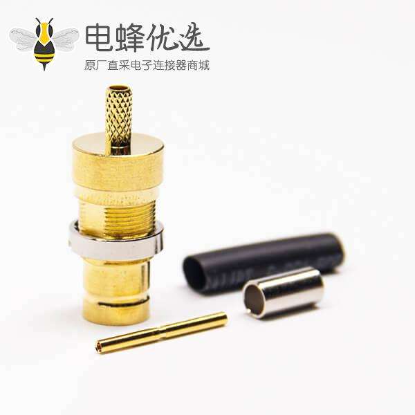 din 1.6/5.6连接器直式母头穿墙镀金压接式接线