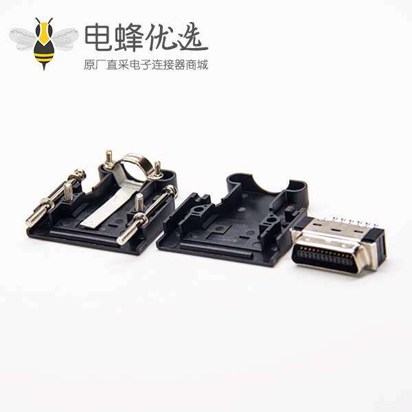 MDR scsi 连接器 26针螺丝式公头黑色外壳塑料