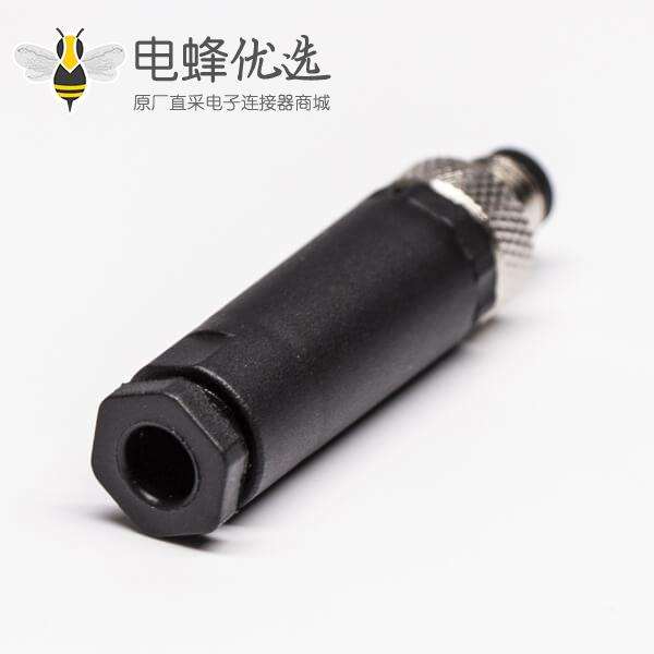M8公插头连接器4芯A型组装式接线公插头工业连接器