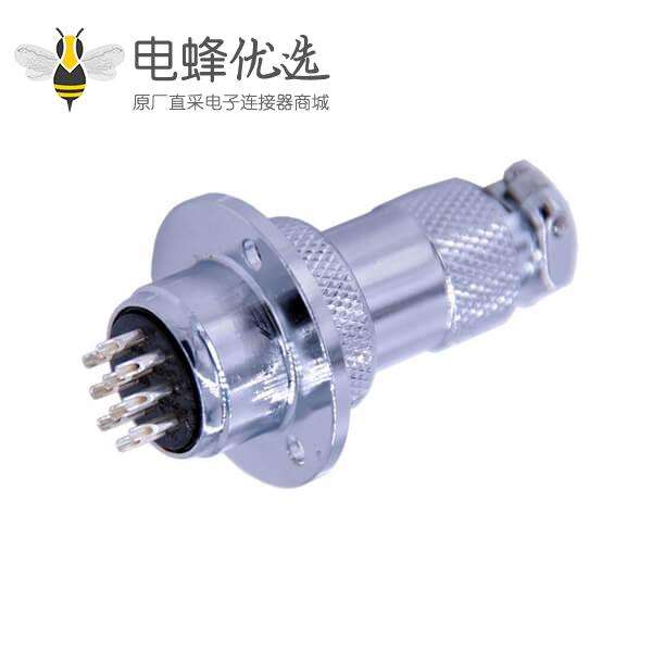 带螺纹法兰航空连接器GX20 10芯母头公座直式