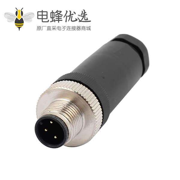 M12圆形连接器3针公头带螺丝接线端子