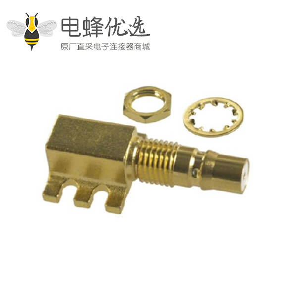 QMA直角PCB安装连接器插孔焊接端接