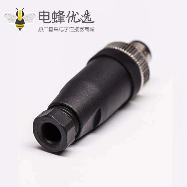 M12连接器5芯公头锁螺钉型塑料壳体航空插头