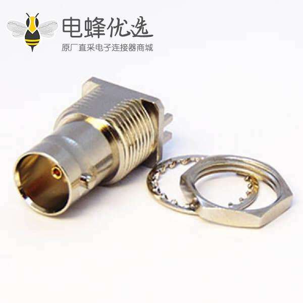 直式卡板BNC接头母头连接器穿墙75欧姆接PCB板2.4mm镀镍