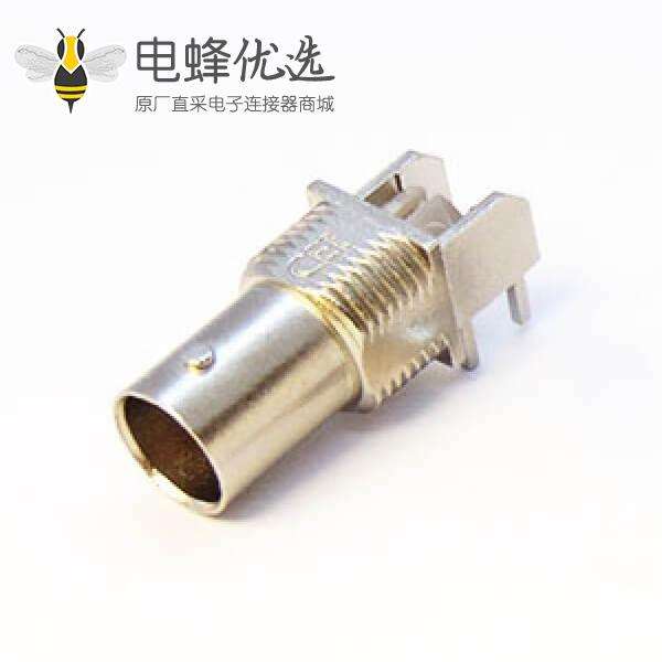 BNC连接器镀镍弯式母头穿孔式接PCB板厚度8mm