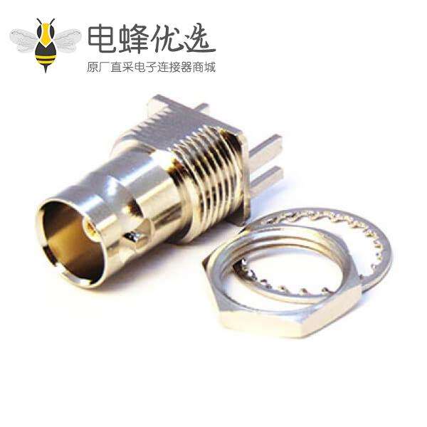 BNC面板插座连接器卡板式接PCB板1.6mm穿墙式75欧姆