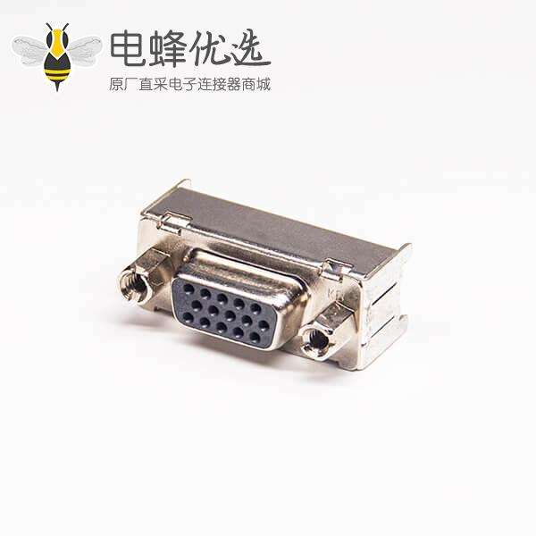 15 Pin母头直式db黑色胶芯连接器直式冲针插板带铁支架