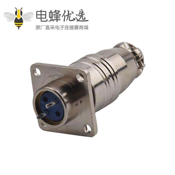 航空插头接插件 XS16-2芯方形法兰 螺纹连接器