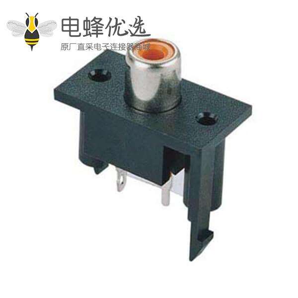 RCA连接头直式黑色母头锌合金镀镍音频连接器