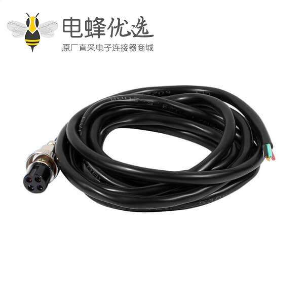 4芯单边线GX16母头航空插头延长线1M