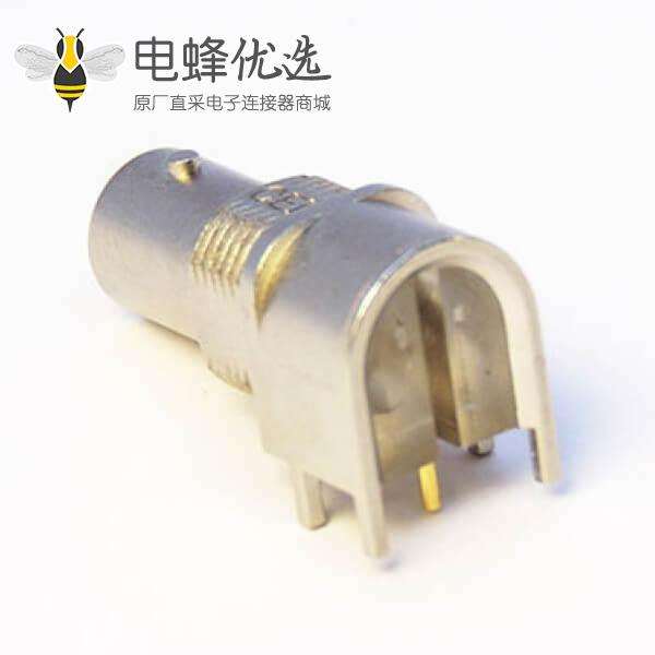 75欧BNC母头连接器弯式前锁穿墙镀镍插孔接PCB板