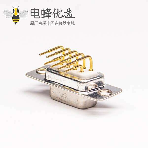 DB连接器9pin弯式母头插板式接PCB板白色胶芯