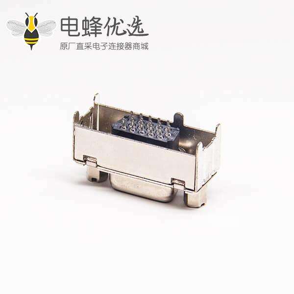 15 Pin母头直式db黑色胶芯连接器直式冲针插板带铁支架