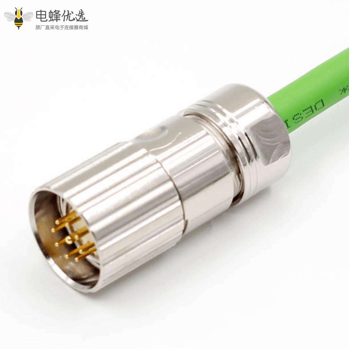 M23 9芯连接器8A组装式插头接线50CM 20AWG