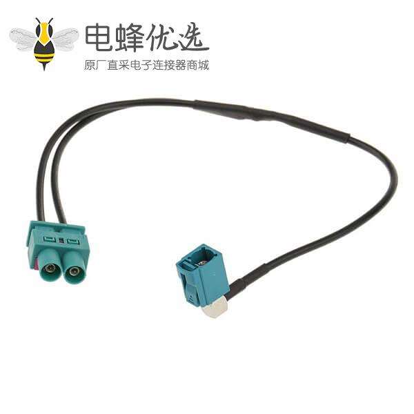 Fakra Z公接头双头转单母头GPS延长线RG174线长30CM