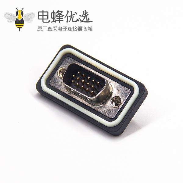 防水D-sub 15针公头3排焊线