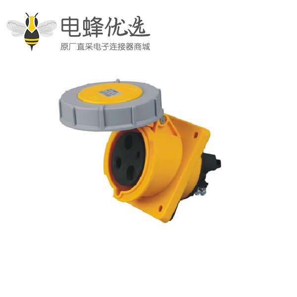 63A工业插座 3芯 IP67防水 45度斜插座