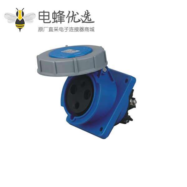 125A 3芯 工业插座 IP67防水 45度暗装斜座