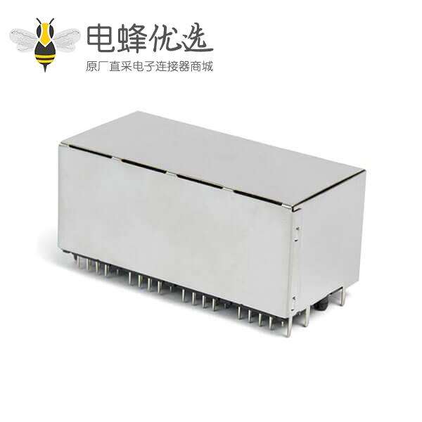 RJ45双排16口-2x4平弹90度无灯屏蔽网络插座国标耐高温连接器接口