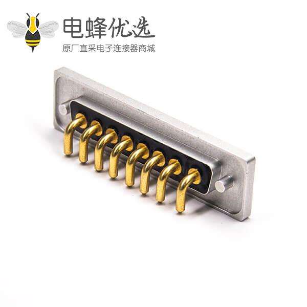 8w8防水铝合金外壳防水大电流D-sub 8W8 公头弯头插板带蓝色防水圈