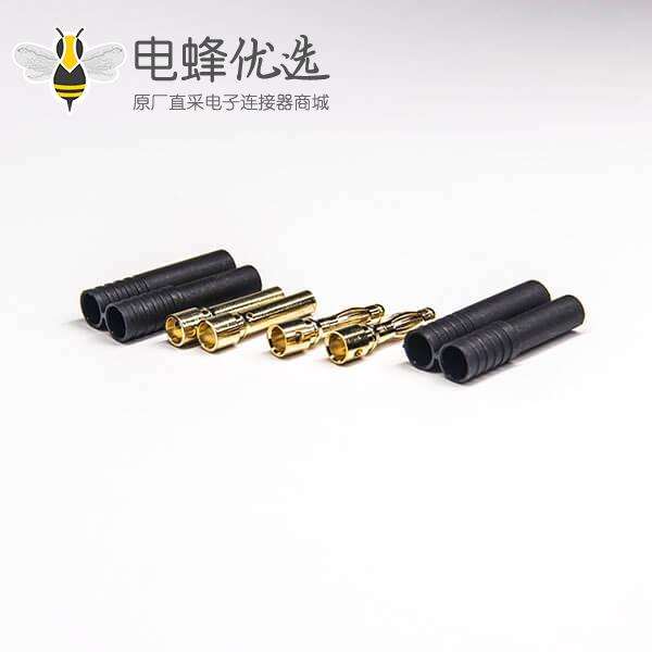 4.0mm无人机充电插头40A-80镀金香蕉插头插座