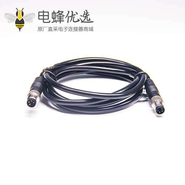 M8 4芯注塑线公头转公头航空头延长线3M AWG26 PVC