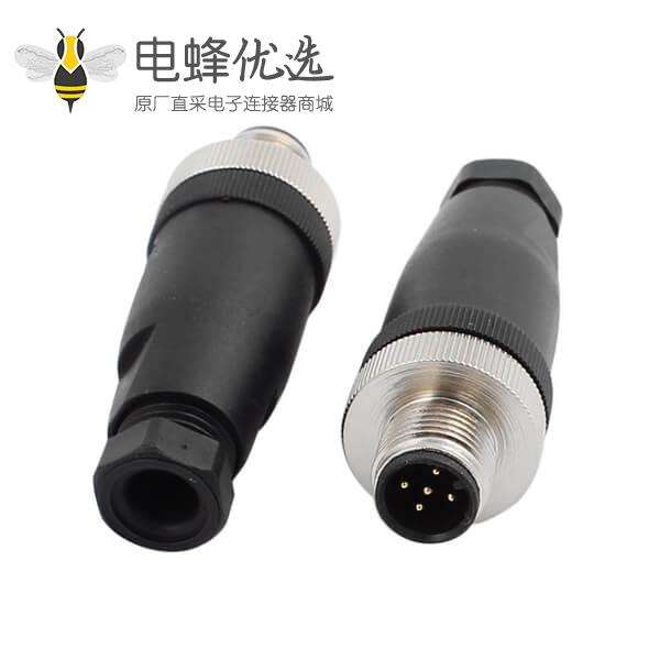5芯圆形链接器M12 公头塑料组装式 10PCS