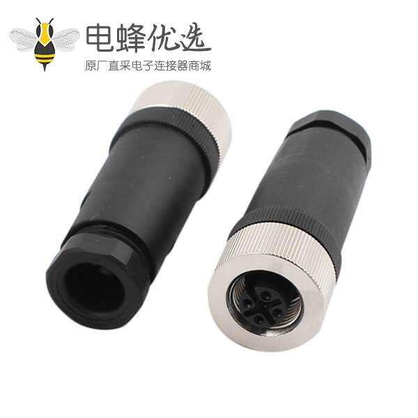 M12 5芯母头直式现场组装式插头10PCS