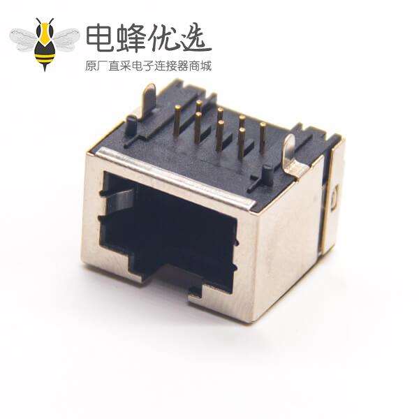 rj45网口座8p8c弯式半包带屏蔽插PCB板