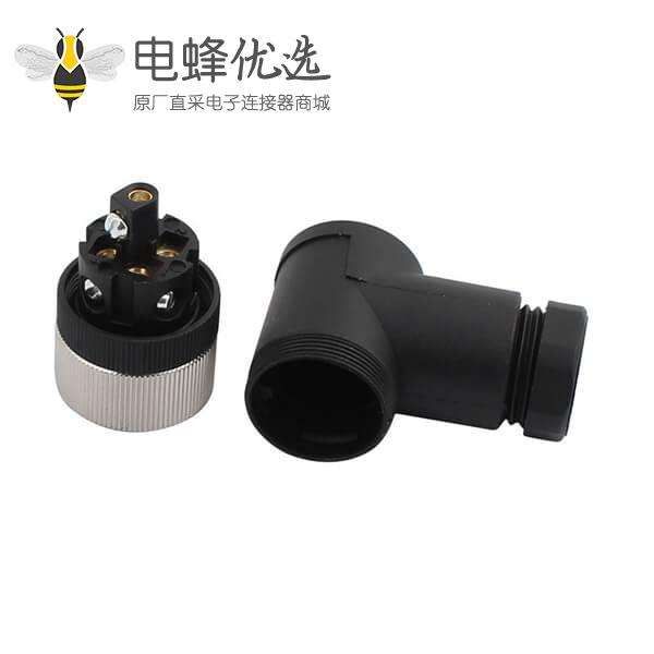 M12螺钉锁线组装式弯头防水连接器传感器IP68 2PCS