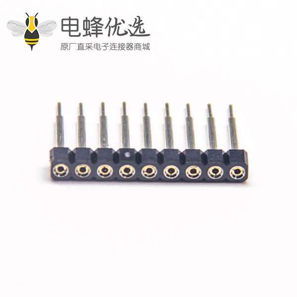 单排圆孔座排母连接器2.54mm间距9pin直式长15mm