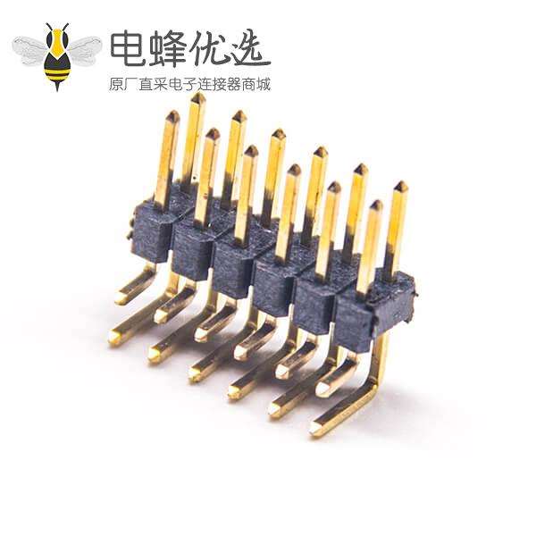 弯脚排针双排间距2.54mm插孔2X6 pin镀金10pcs