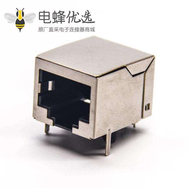 网络接头屏蔽rj45半包弯式8p8c插PCB板