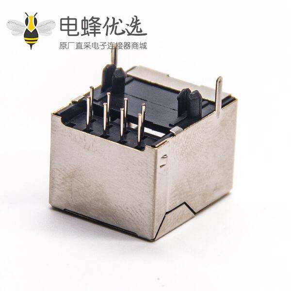 网络接头屏蔽rj45半包弯式8p8c插PCB板