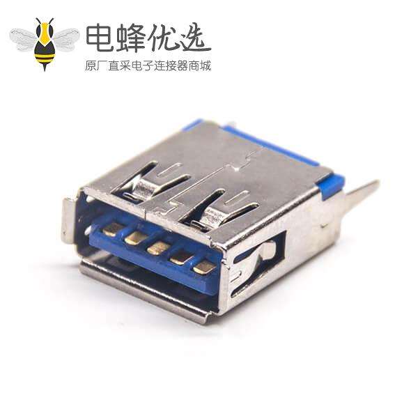 3.0 A usb母座180度长体穿孔9p前屋后四