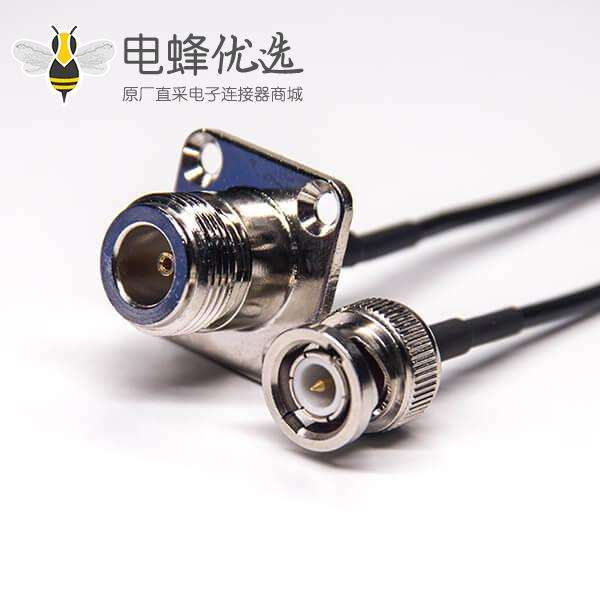 法兰n型射频接头转bnc公头线缆接RG174线
