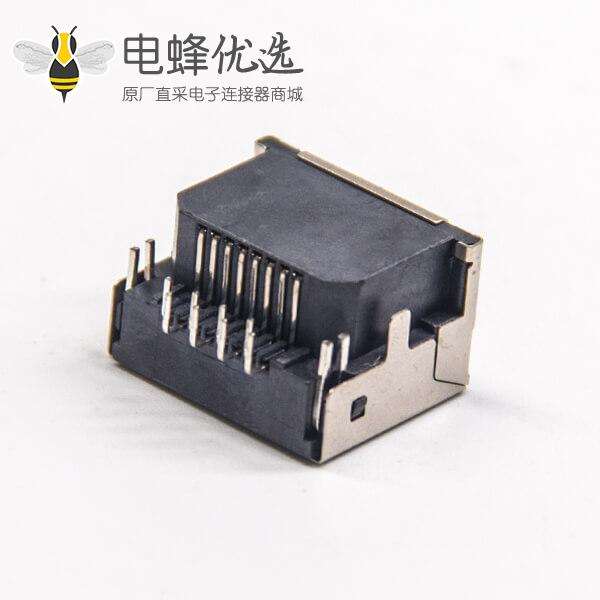 RJ45座8p8c屏蔽式单层1&times;1插pcb网络接口不带灯