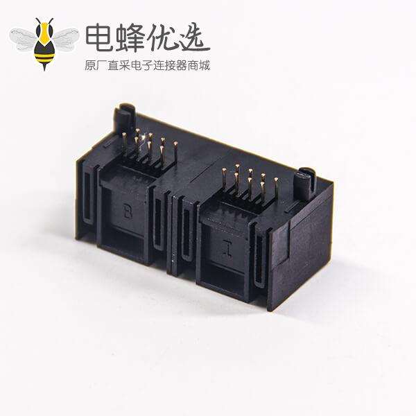 插件rj45封装8p8c直插式单层多端口1&times;2全塑式母座