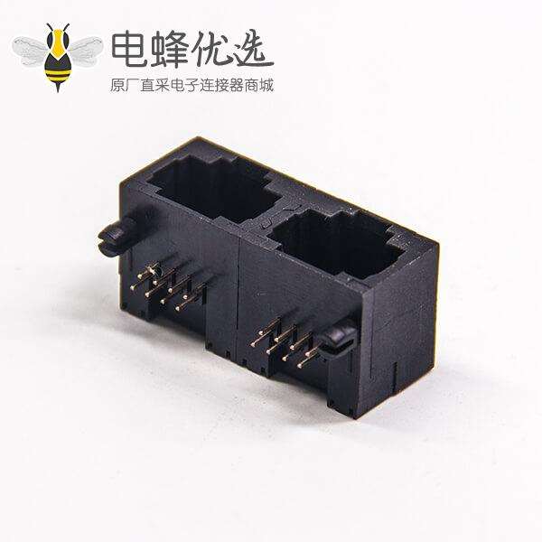 插件rj45封装8p8c直插式单层多端口1&times;2全塑式母座